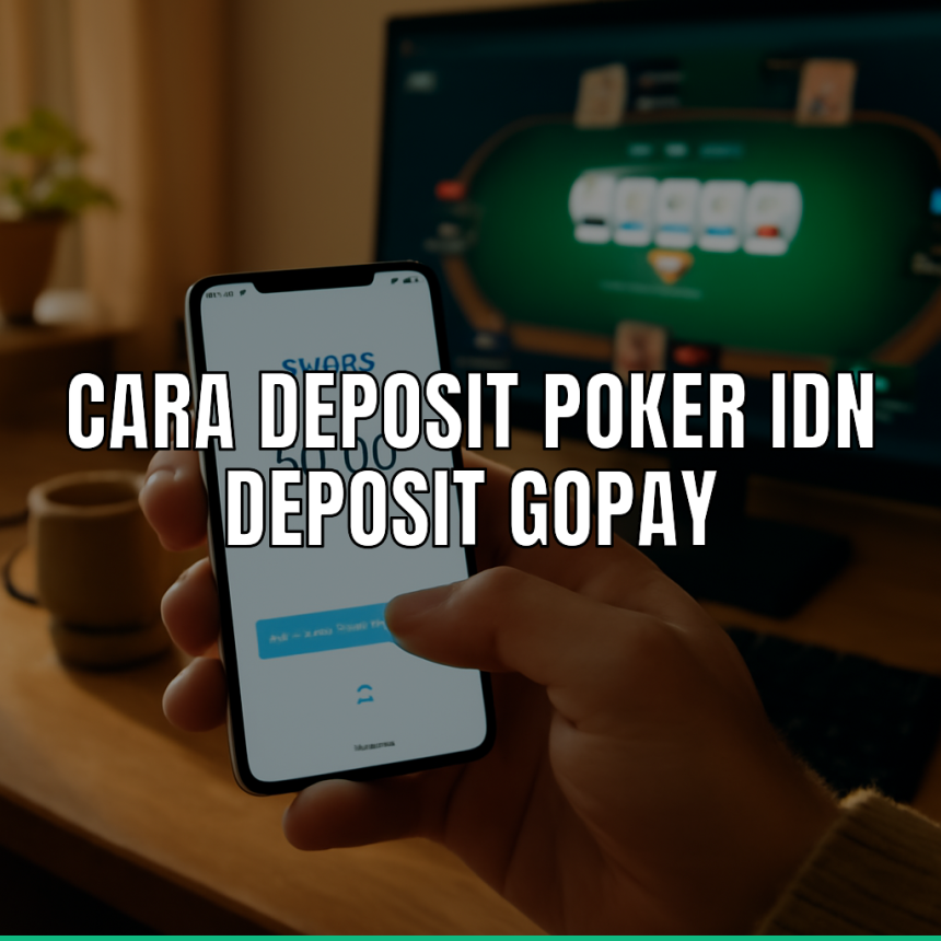 Person making a deposit to poker idn using gopay on smartphone.